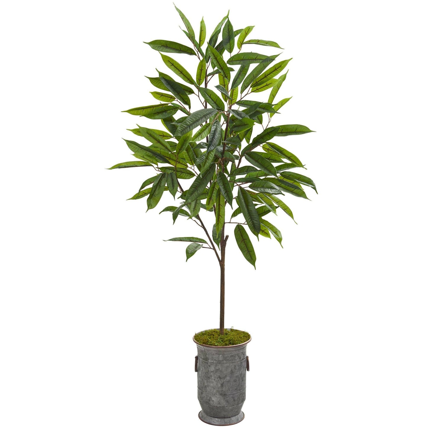 53” Ficus Artificial Plant in Vintage Metal Planter