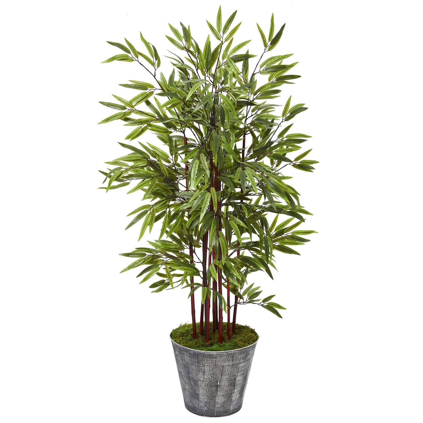 54” Bamboo Artificial Tree in Black Embossed Tin Planter