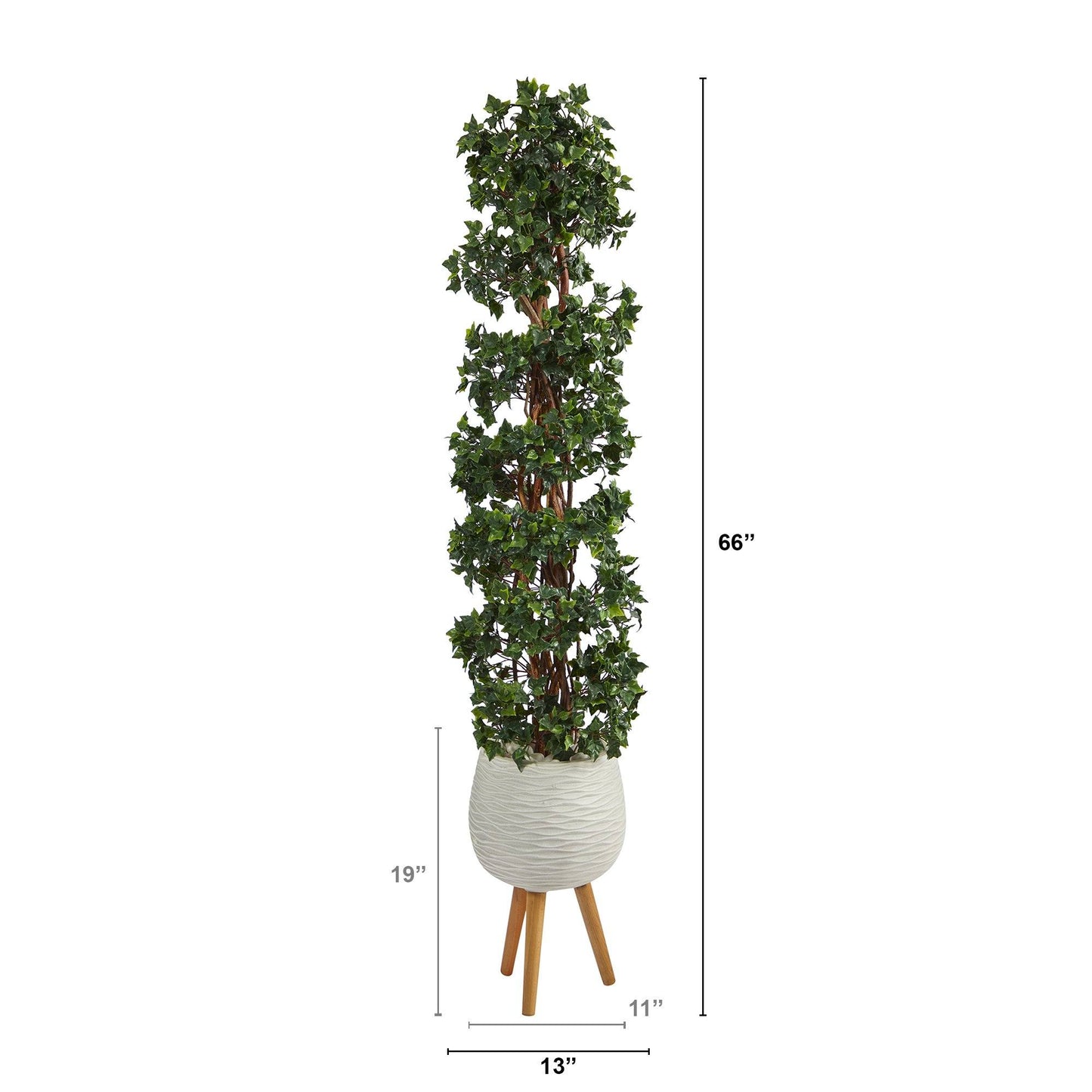 5.5’ English Ivy Topiary Spiral Artificial Tree in White Planter with Stand  (Indoor/Outdoor)