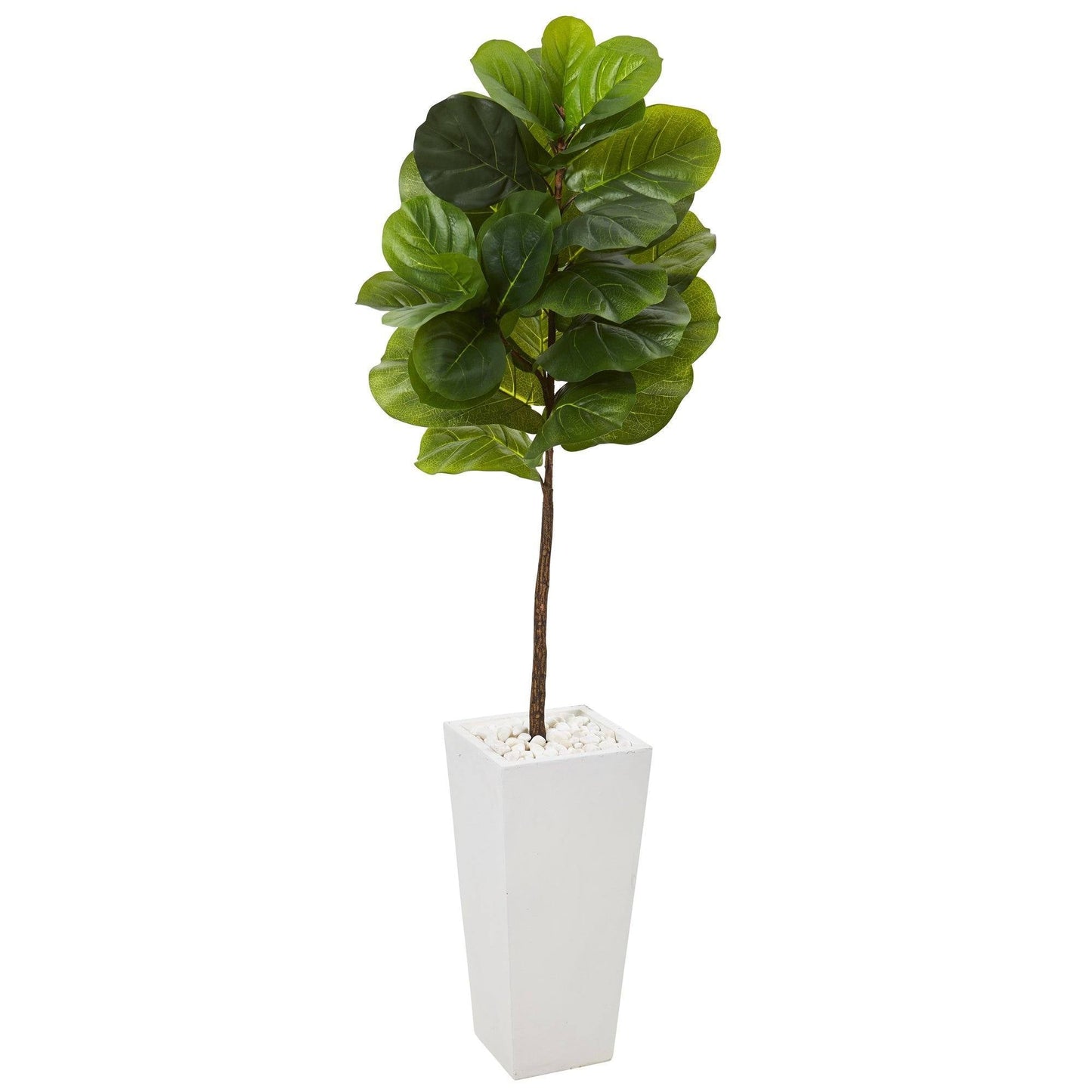 57” Fiddle Leaf Artificial Tree in White Planter (Real Touch)
