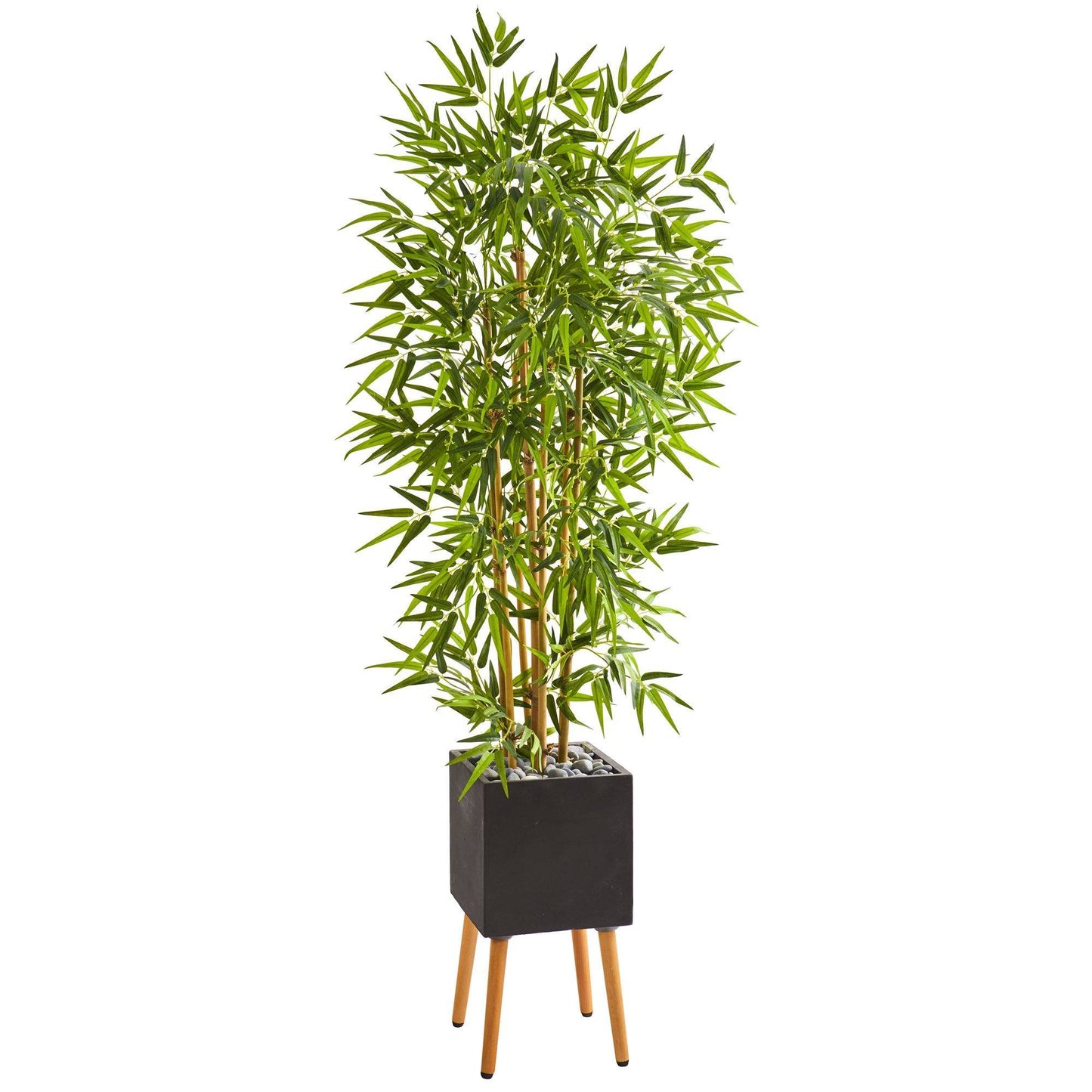 59” Bamboo Artificial Tree in Black Planter with Stand