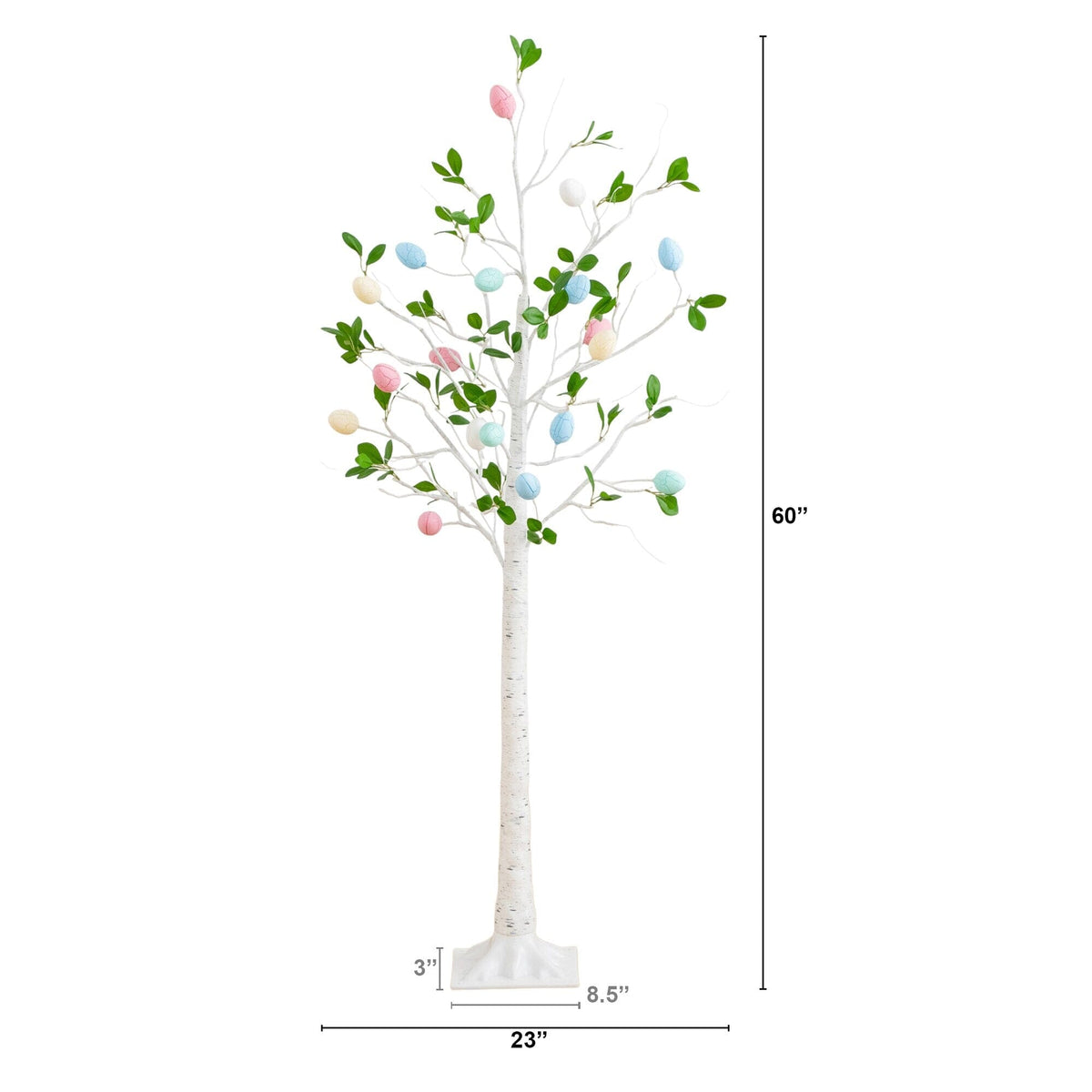 a tall tree with a height of a tree with eggs and leaves