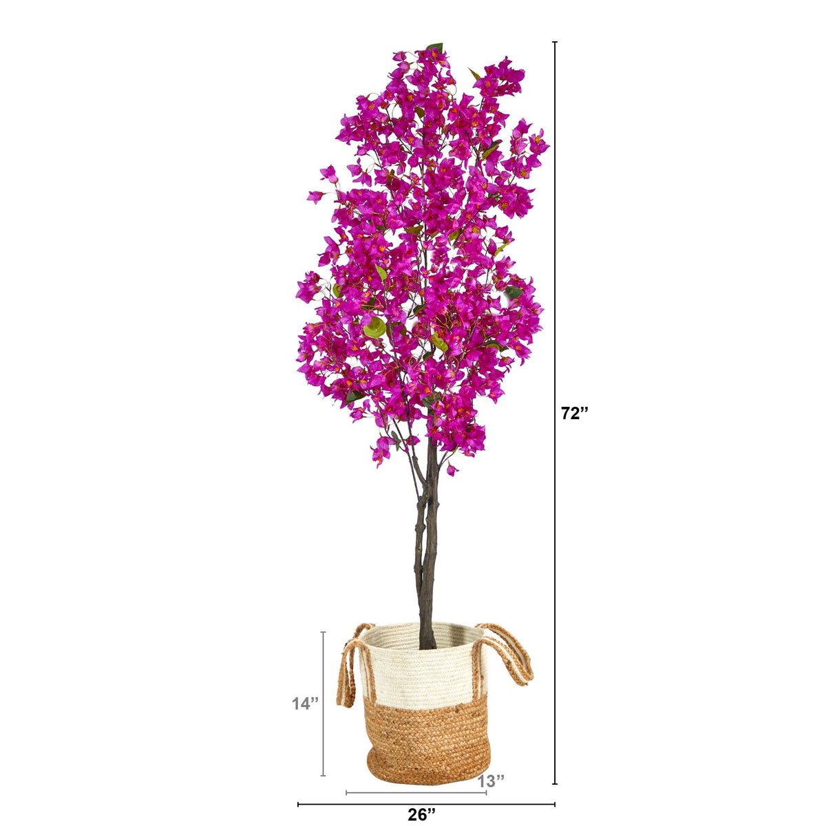 a tree with purple flowers in a basket