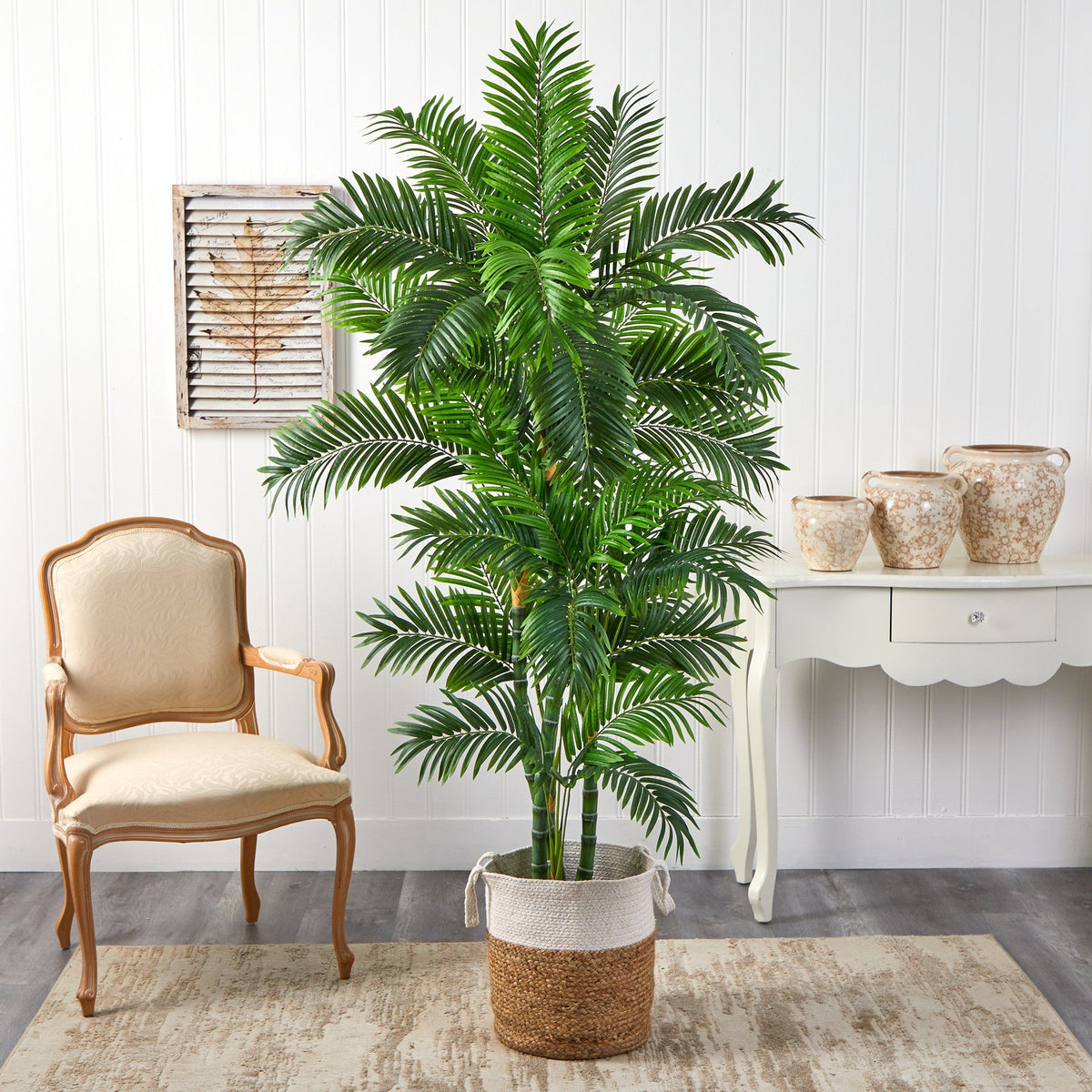6’ Curvy Parlor Artificial Palm Tree in Handmade Natural Jute and Cotton Planter