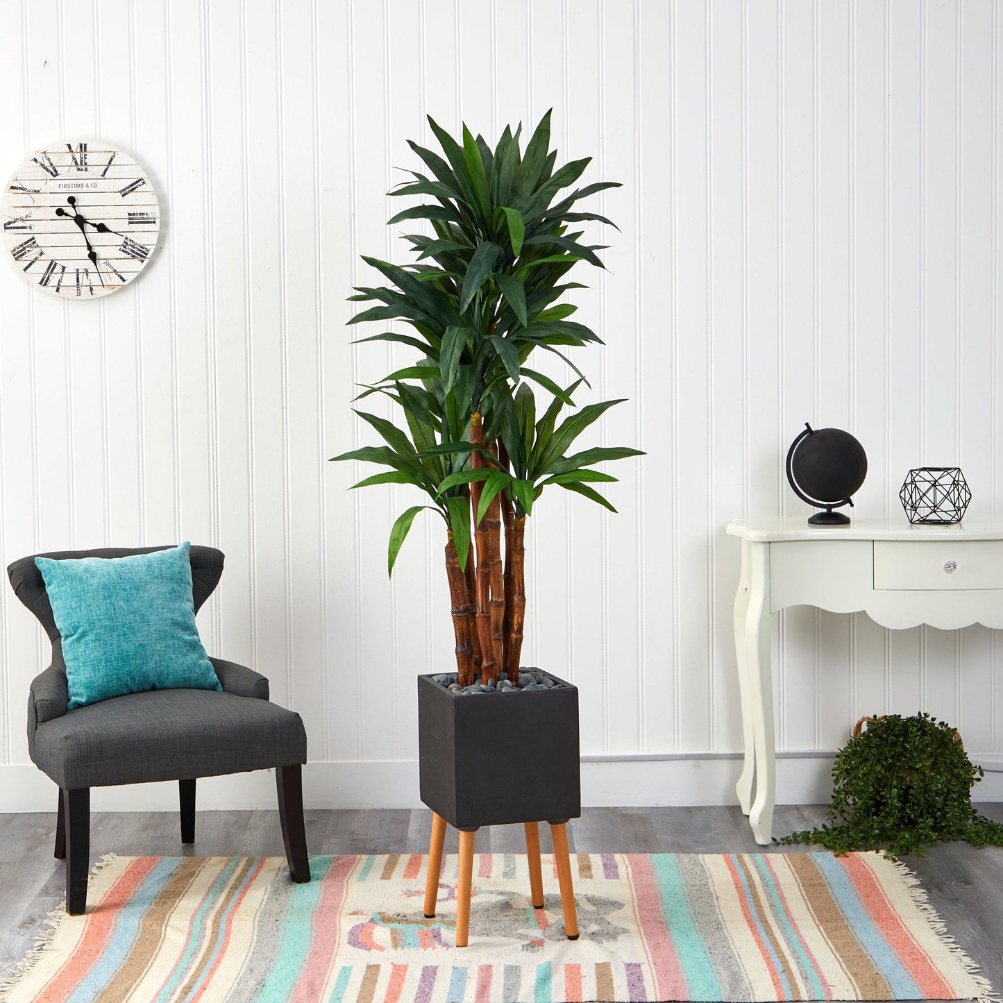 6’ Dracaena Artificial Tree in Black Planter with Stand