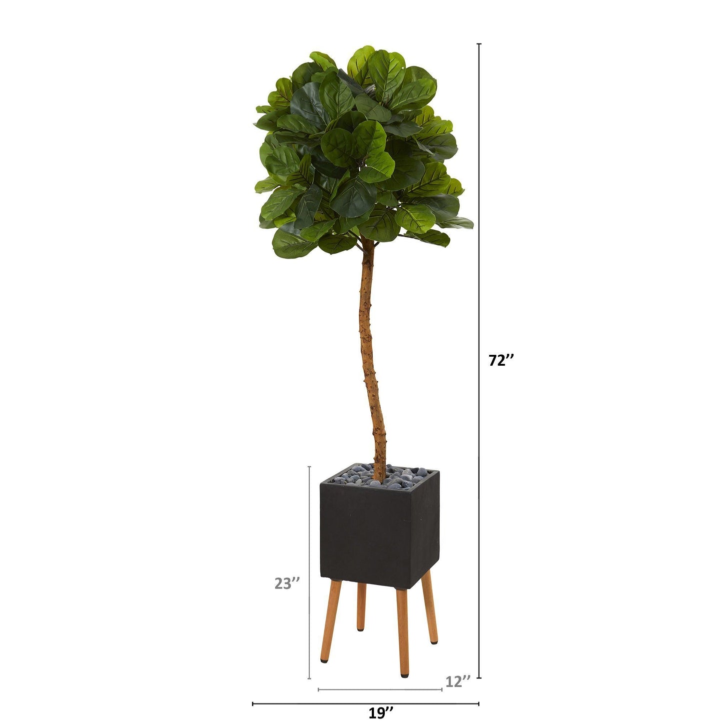 6’ Fiddle Leaf Artificial Tree in Black Planter with Stand (Real Touch)