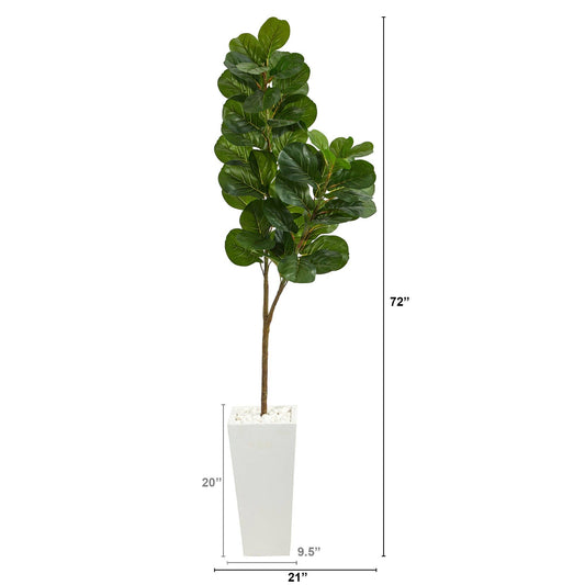 a tall plant in a white pot