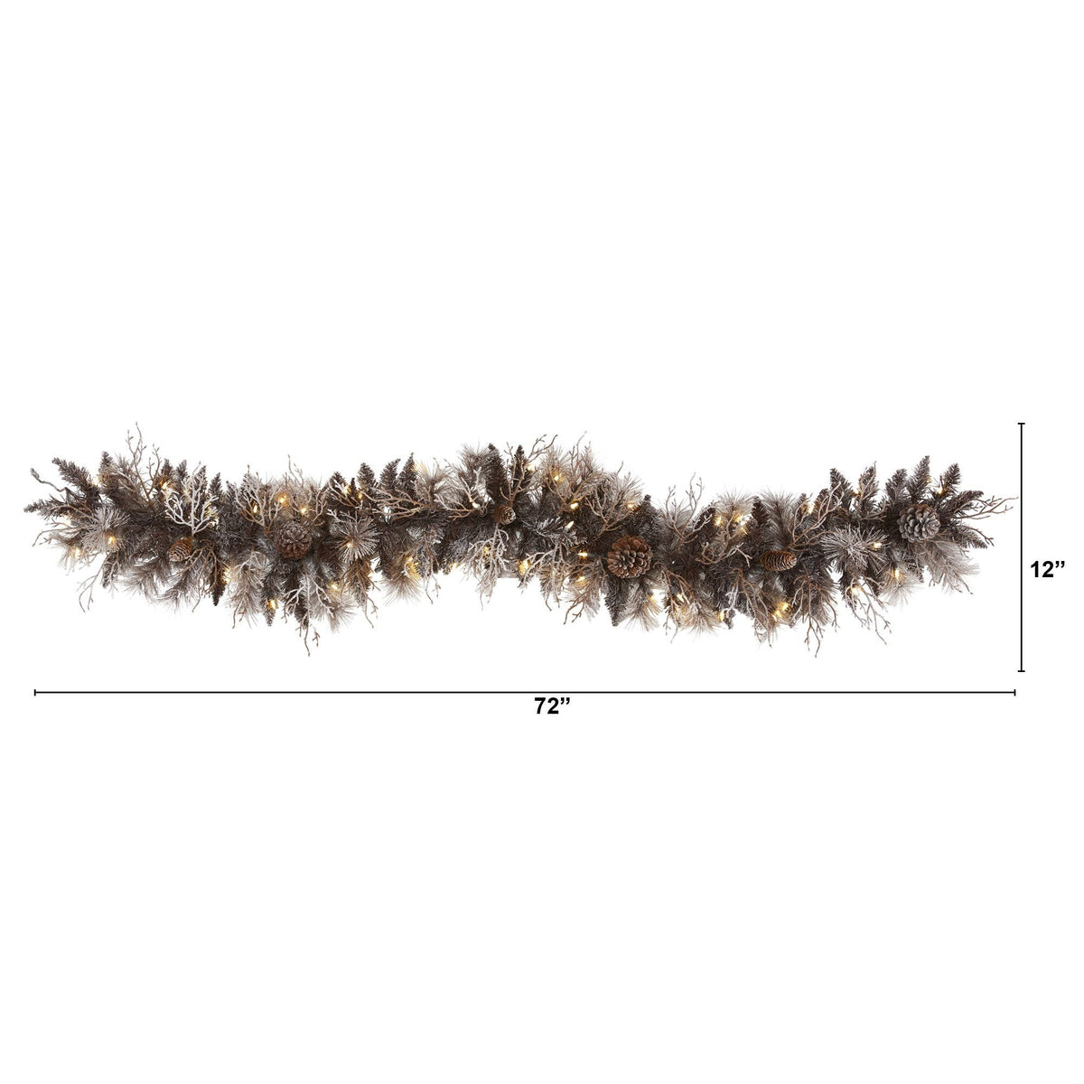 a garland with lights and a measurement
