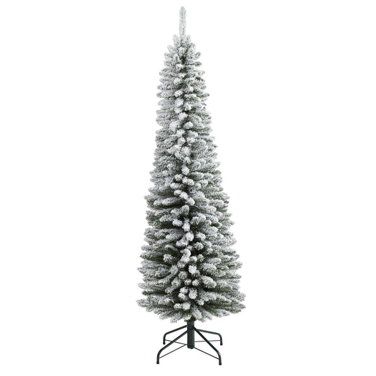 a artificial christmas tree with snow on it