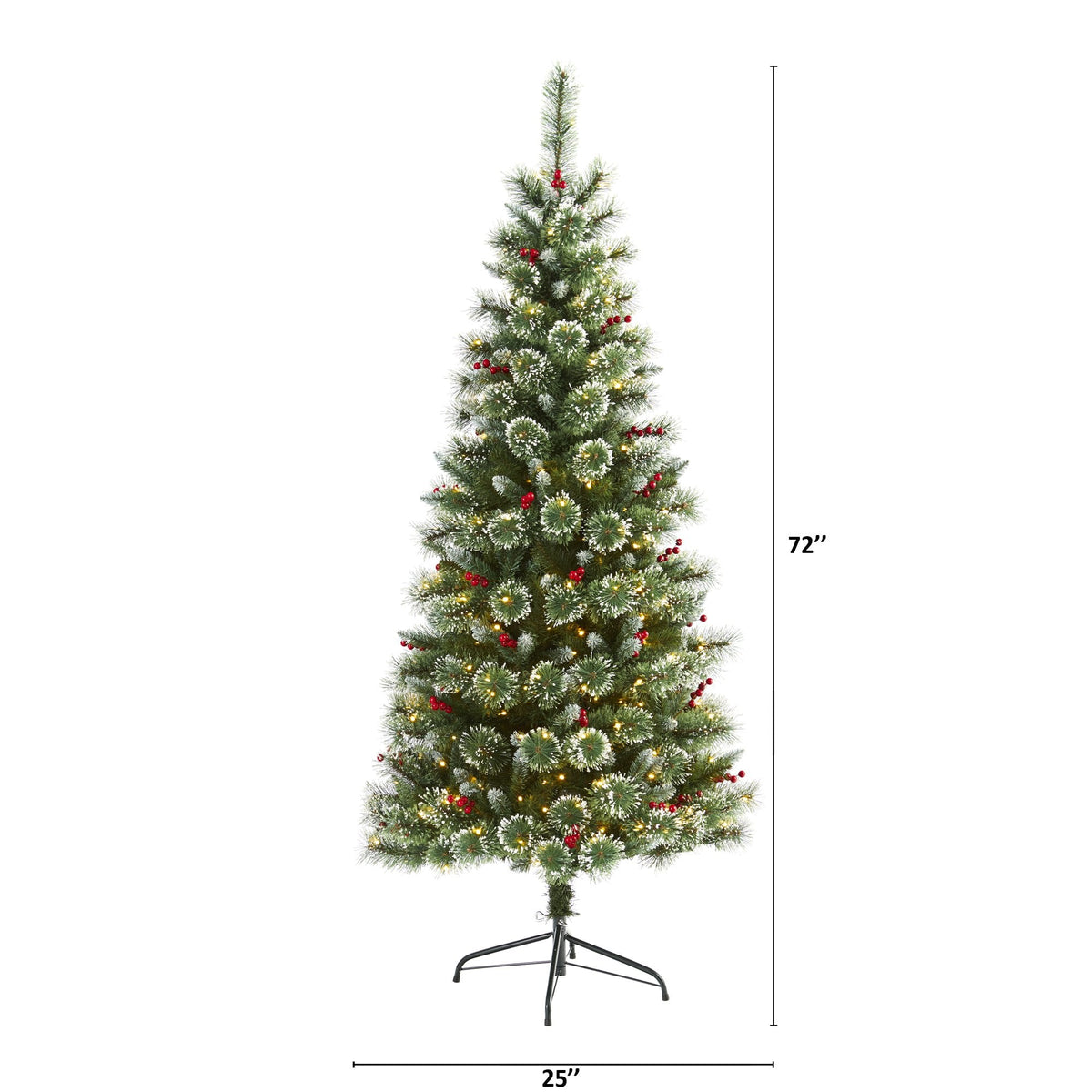 a christmas tree with lights and a small red and white ball on top