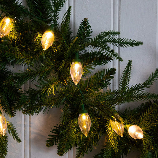 6' Pre-Lit Artificial Luxembourg Pine Christmas Garland with 35 Multicolored Traditional Bulb LED Lights