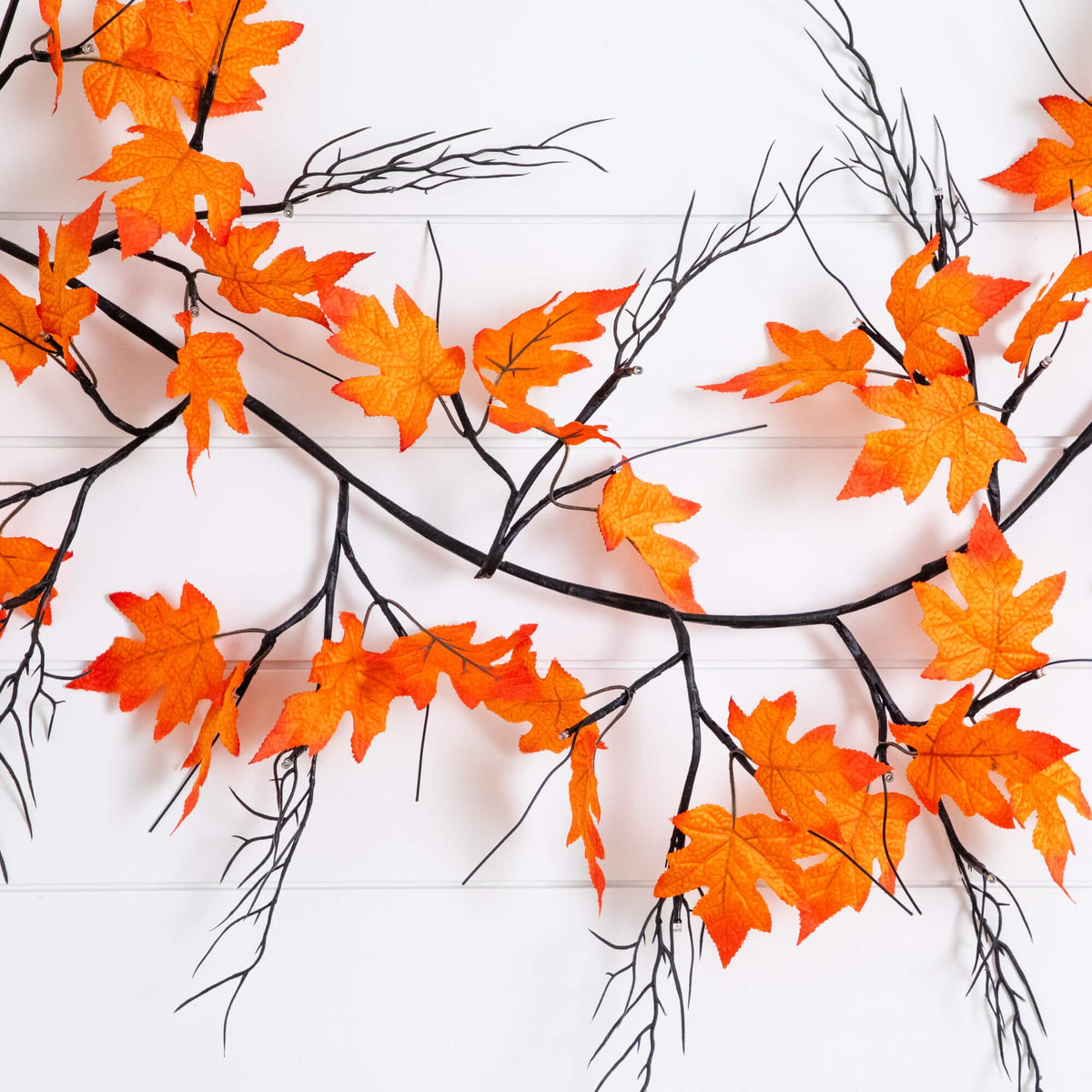 a branch with orange leaves