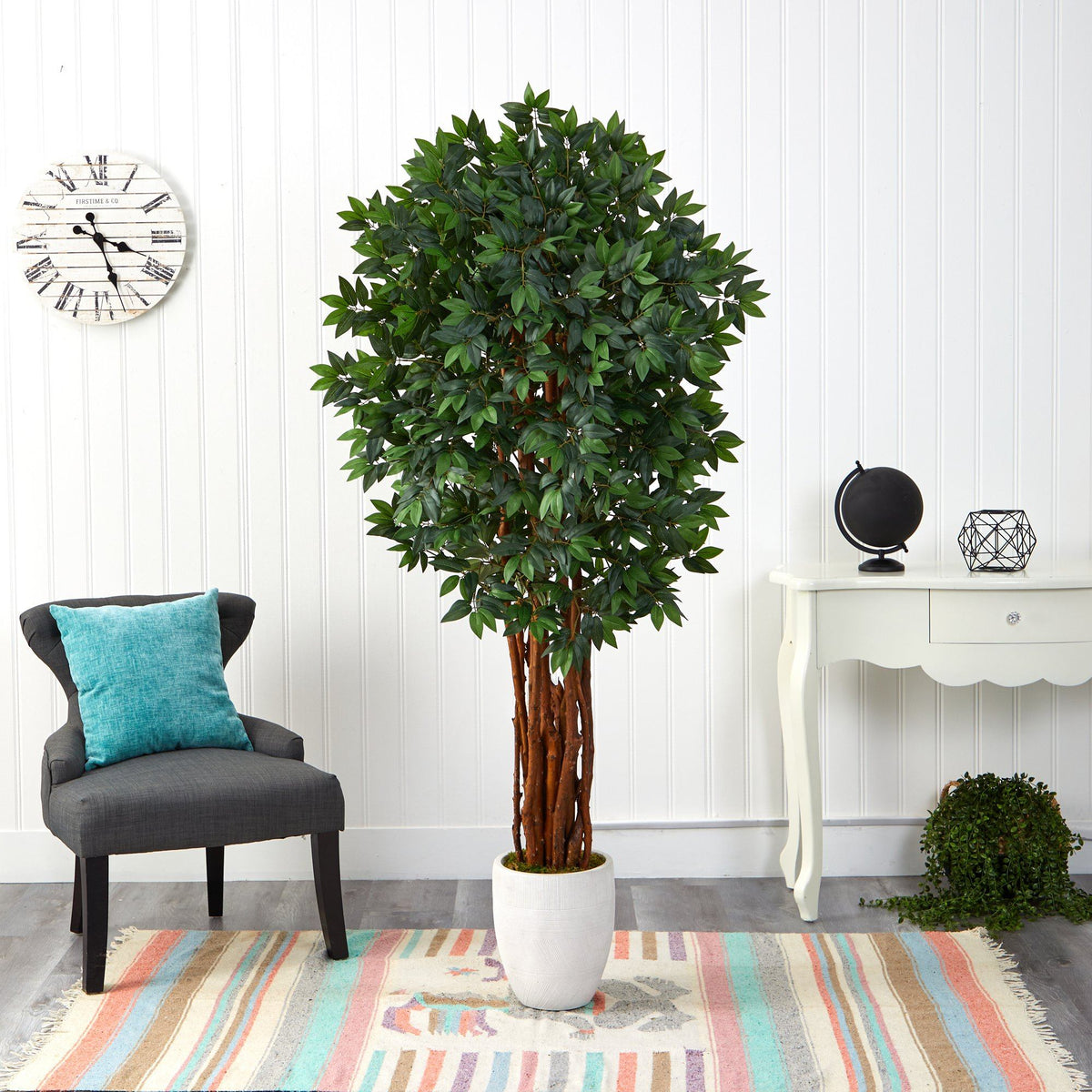 6’ Lychee Artificial Tree in White Planter