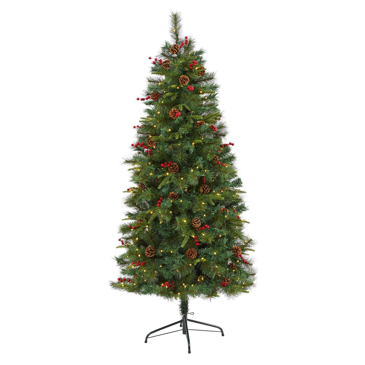 a christmas tree with lights and ornaments