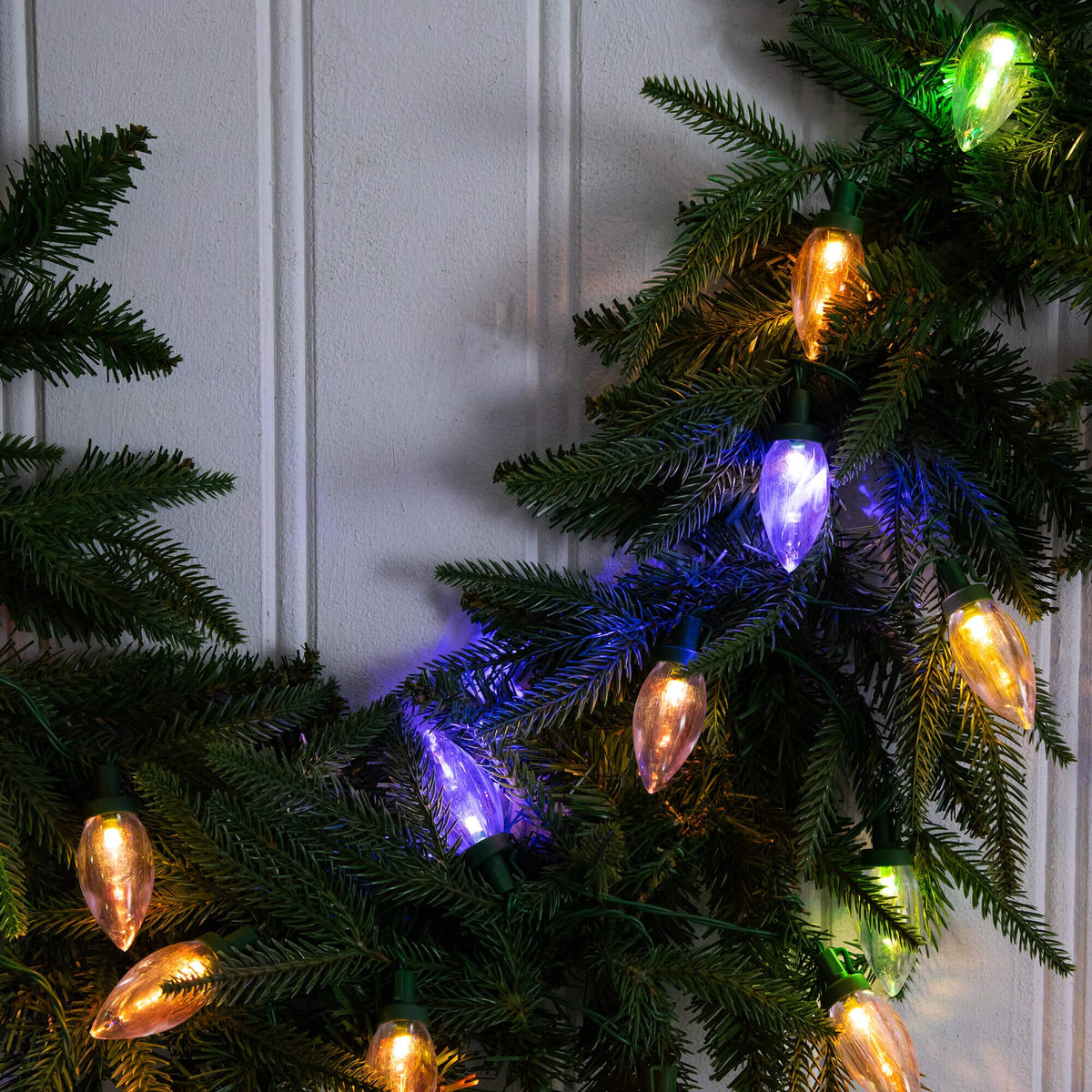 6' Pre-Lit Artificial Luxembourg Pine Christmas Garland with 35 Multicolored Traditional Bulb LED Lights