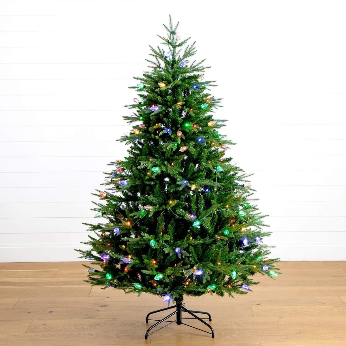 a christmas tree with lights on it