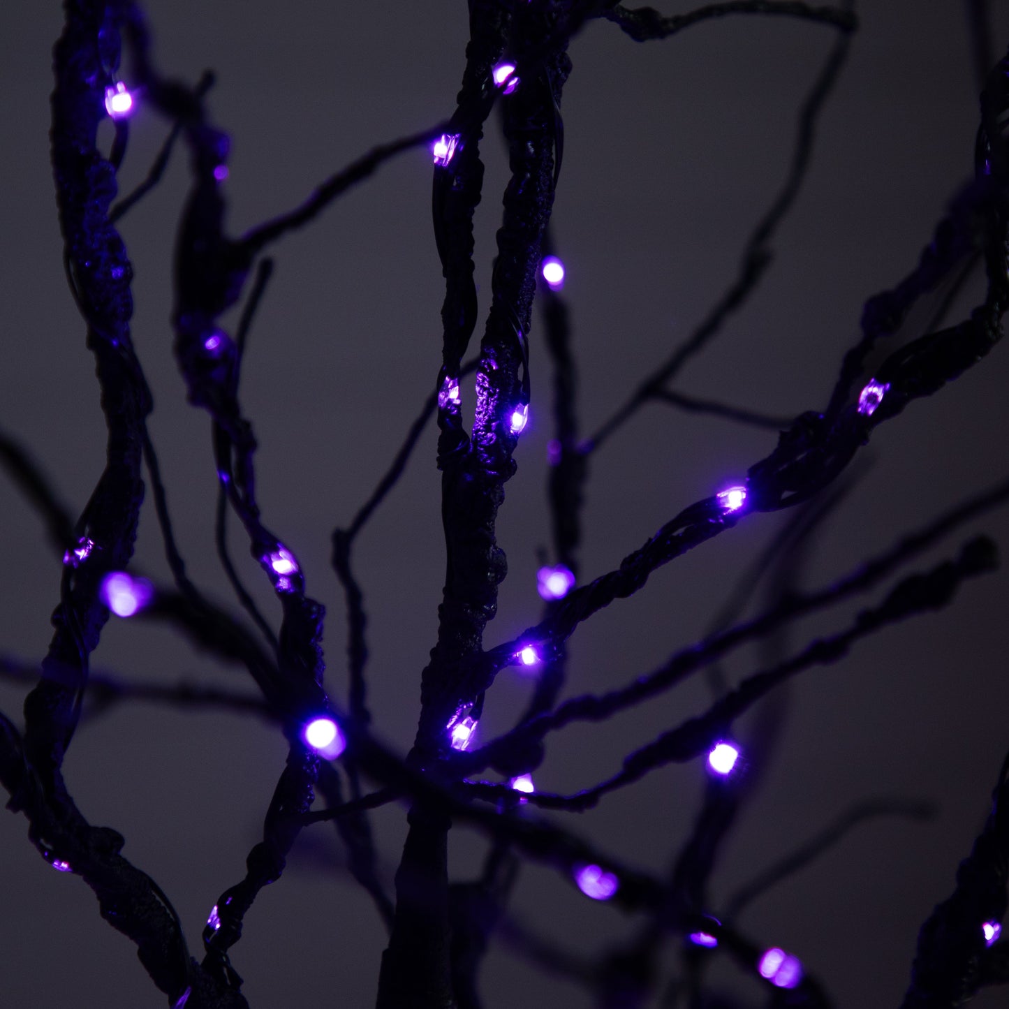 6’ Pre-Lit Halloween Deluxe Black Twig Artificial Tree with 156 Orange & Purple LED Lights