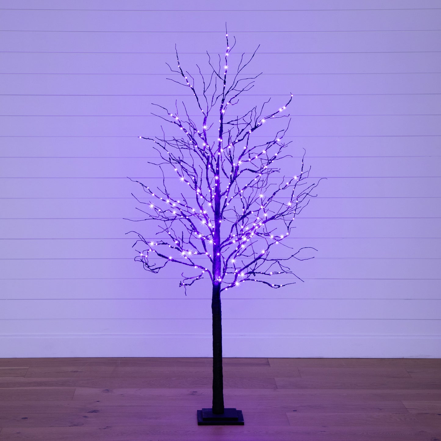 6’ Pre-Lit Halloween Deluxe Black Twig Artificial Tree with 156 Orange & Purple LED Lights