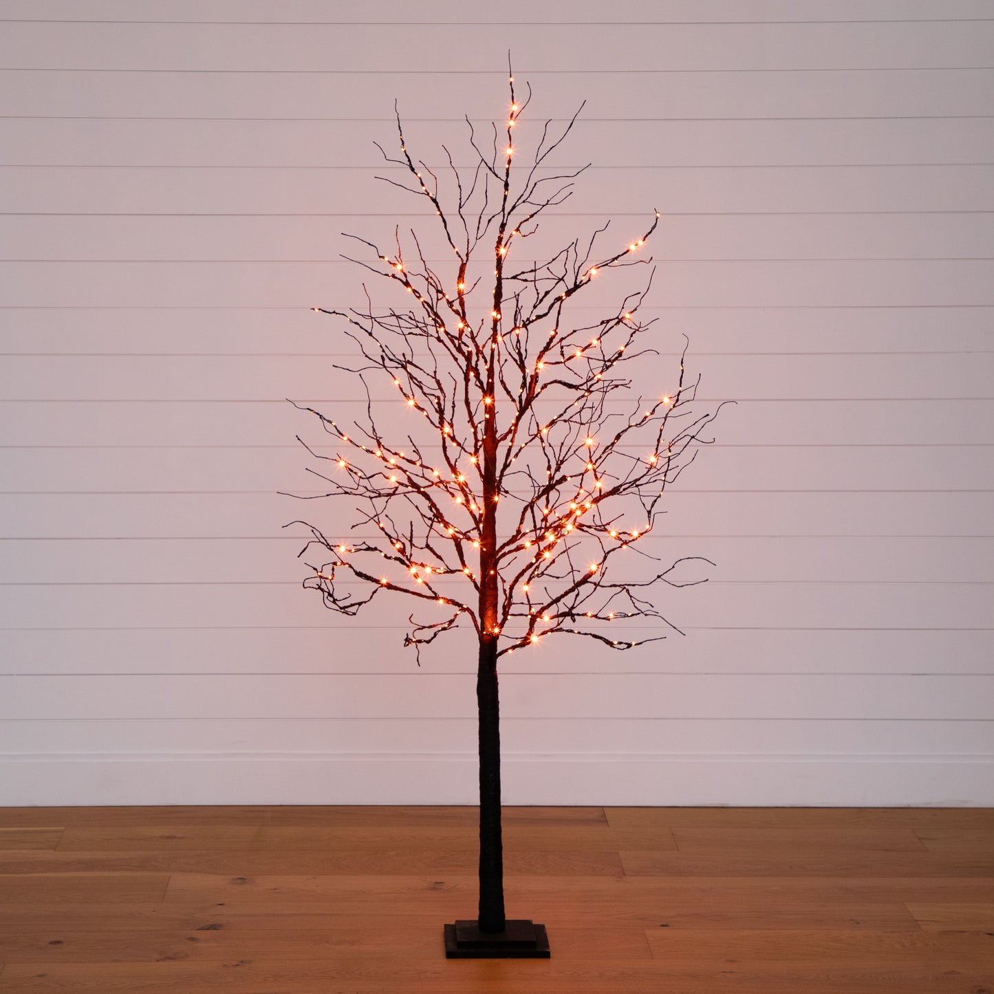 6’ Pre-Lit Halloween Deluxe Black Twig Artificial Tree with 156 Orange & Purple LED Lights