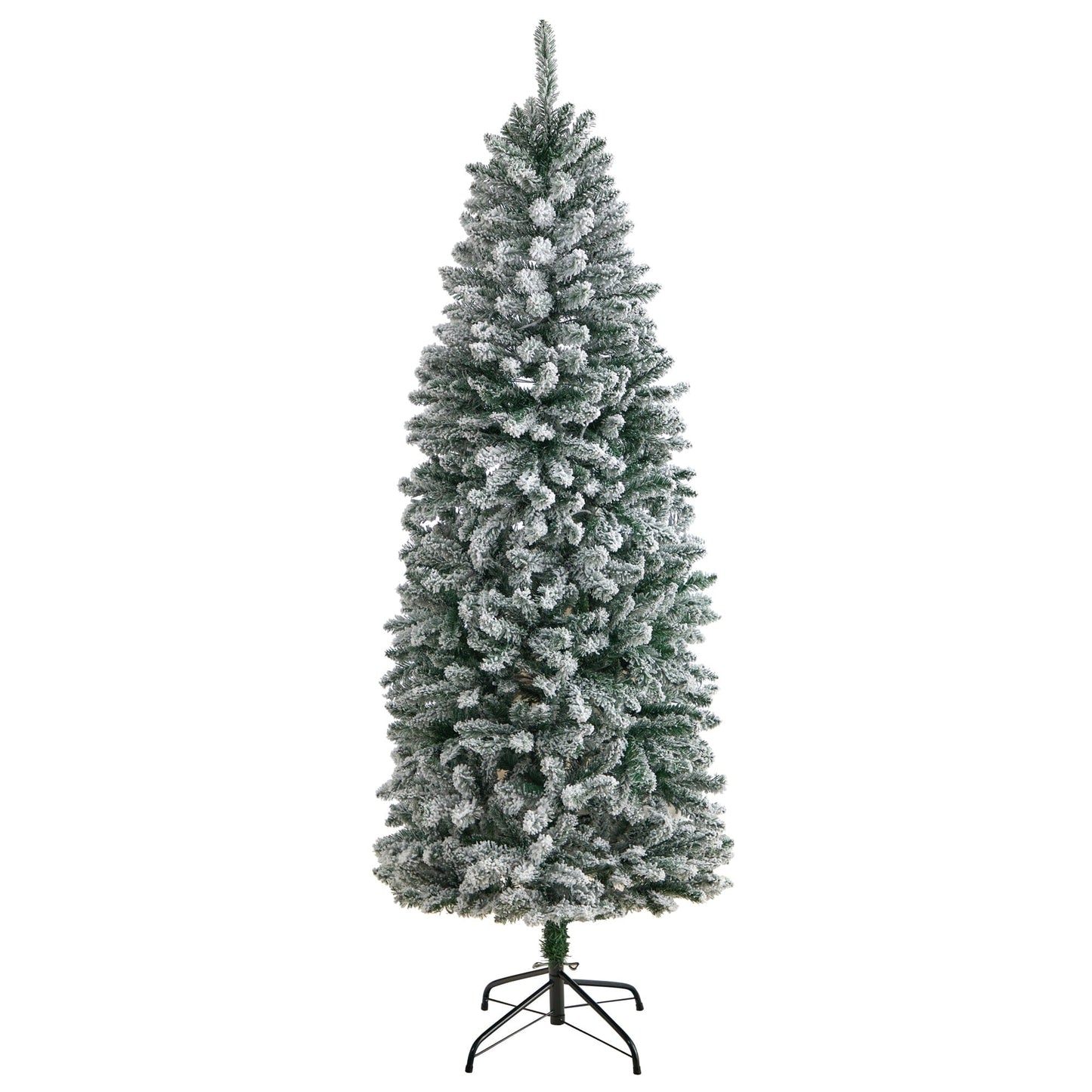 6’ Slim Flocked Montreal Fir Artificial Christmas Tree with 743 Bendable Branches