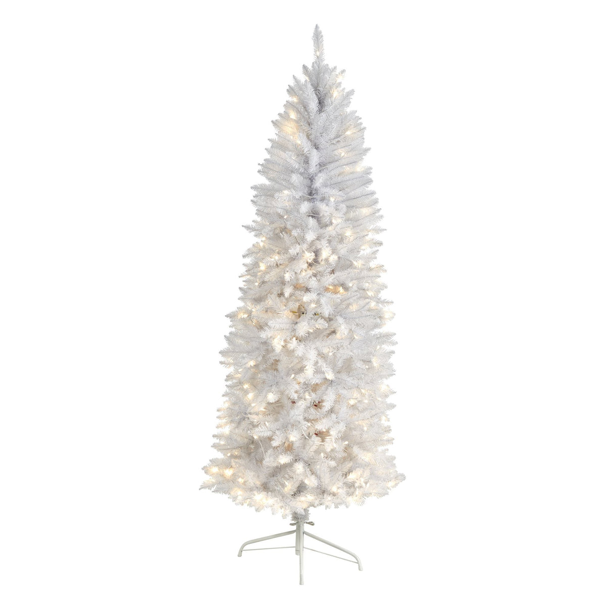 a white christmas tree with lights