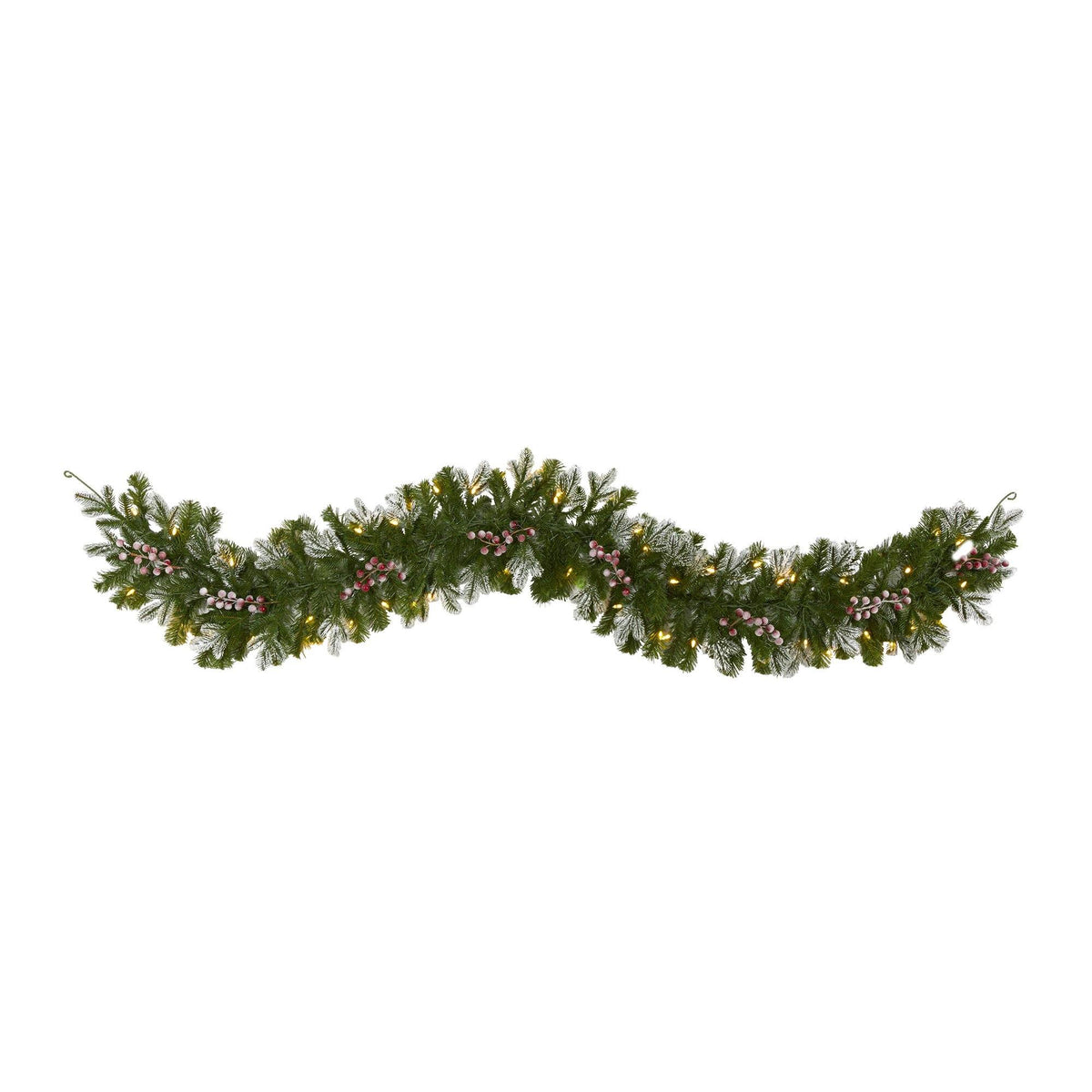 a green garland with lights
