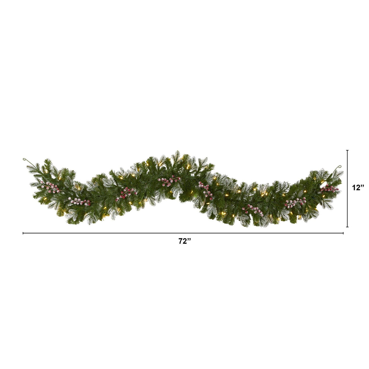 a green garland with flowers and leaves