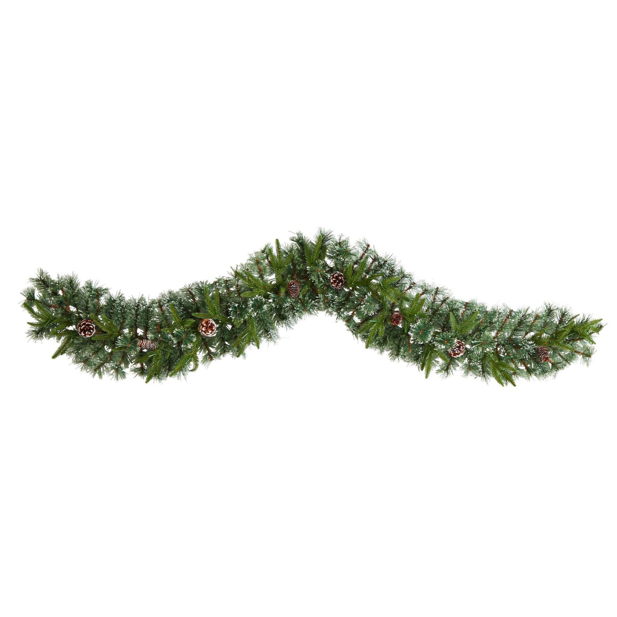 a green garland with red berries