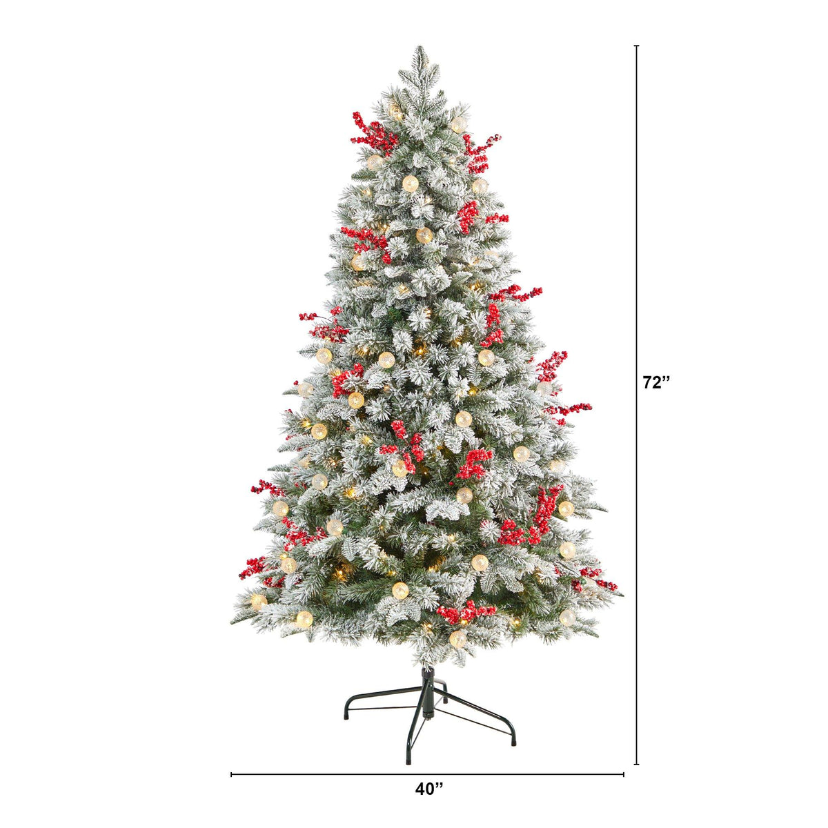 a christmas tree with lights and berries
