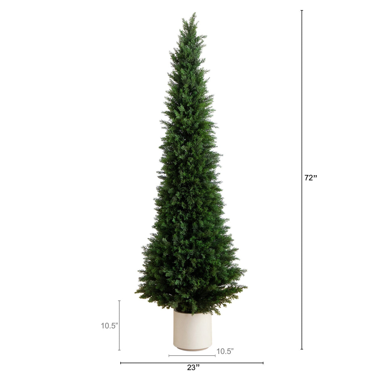a tall tree in a white pot