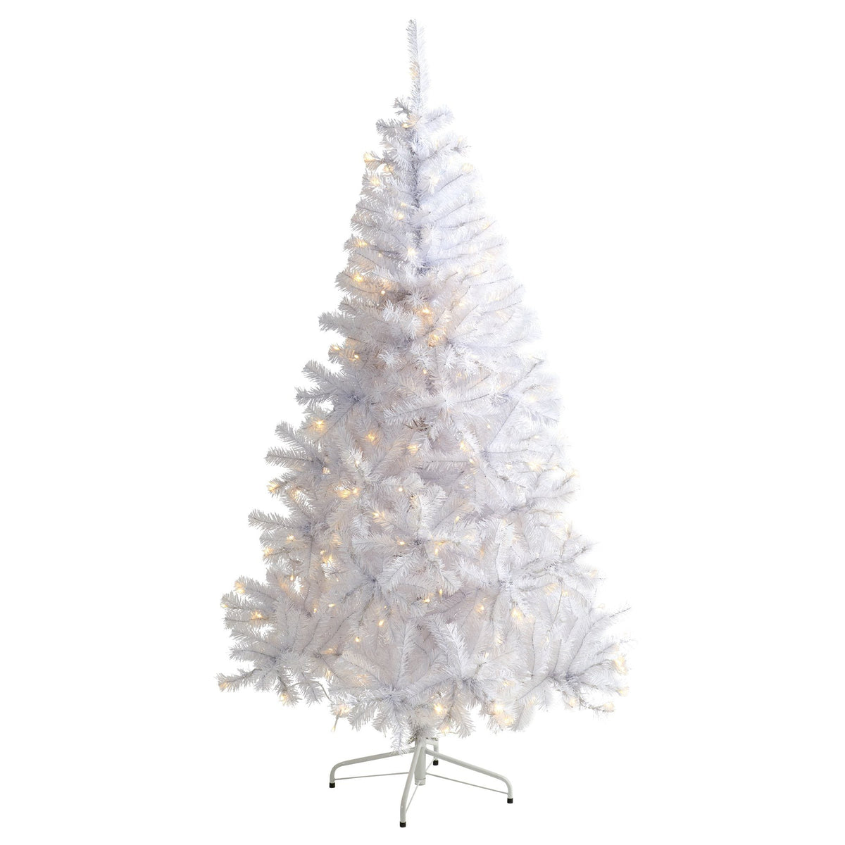 a white christmas tree with lights