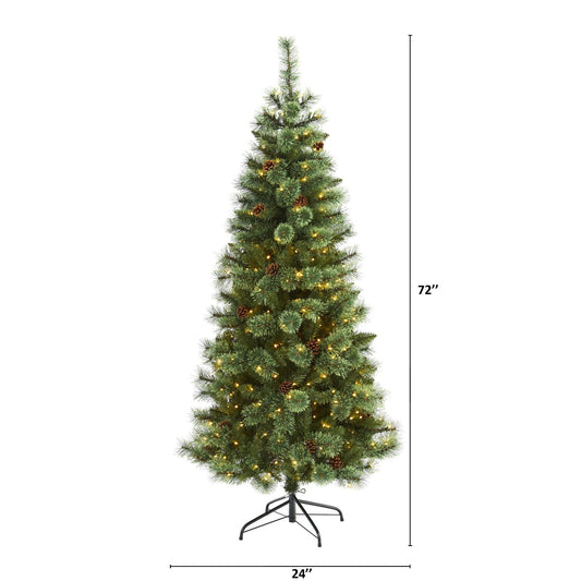 a christmas tree with lights and a height chart