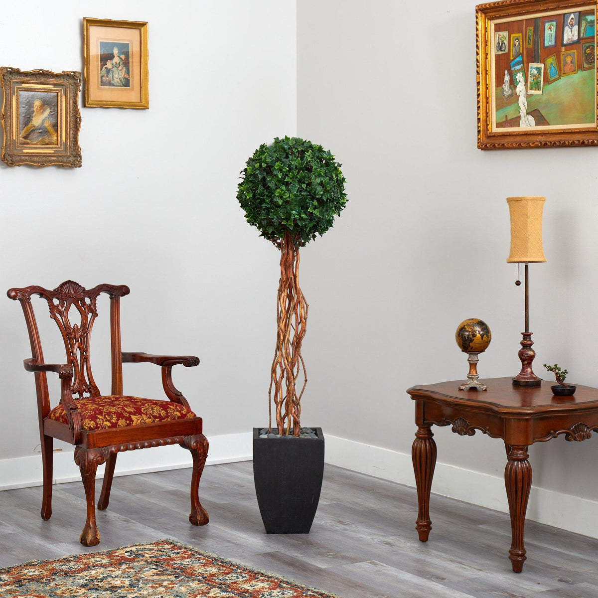 a chair and a table in a room