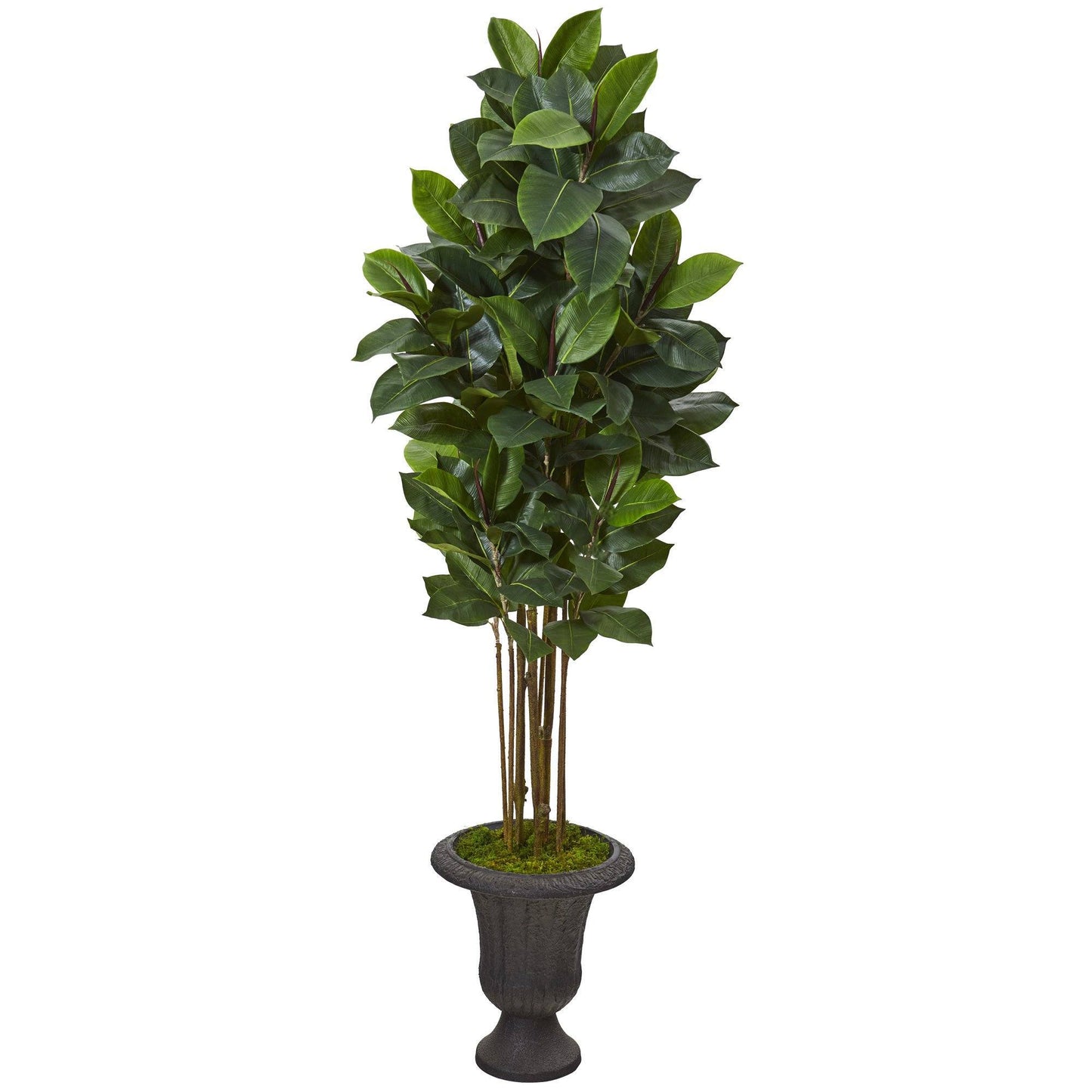 64” Rubber Leaf Artificial Tree in Decorative Brown Urn