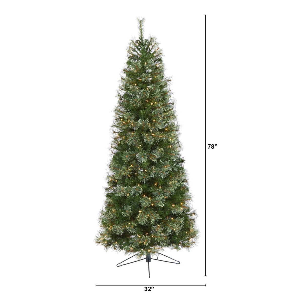 a tall christmas tree with lights