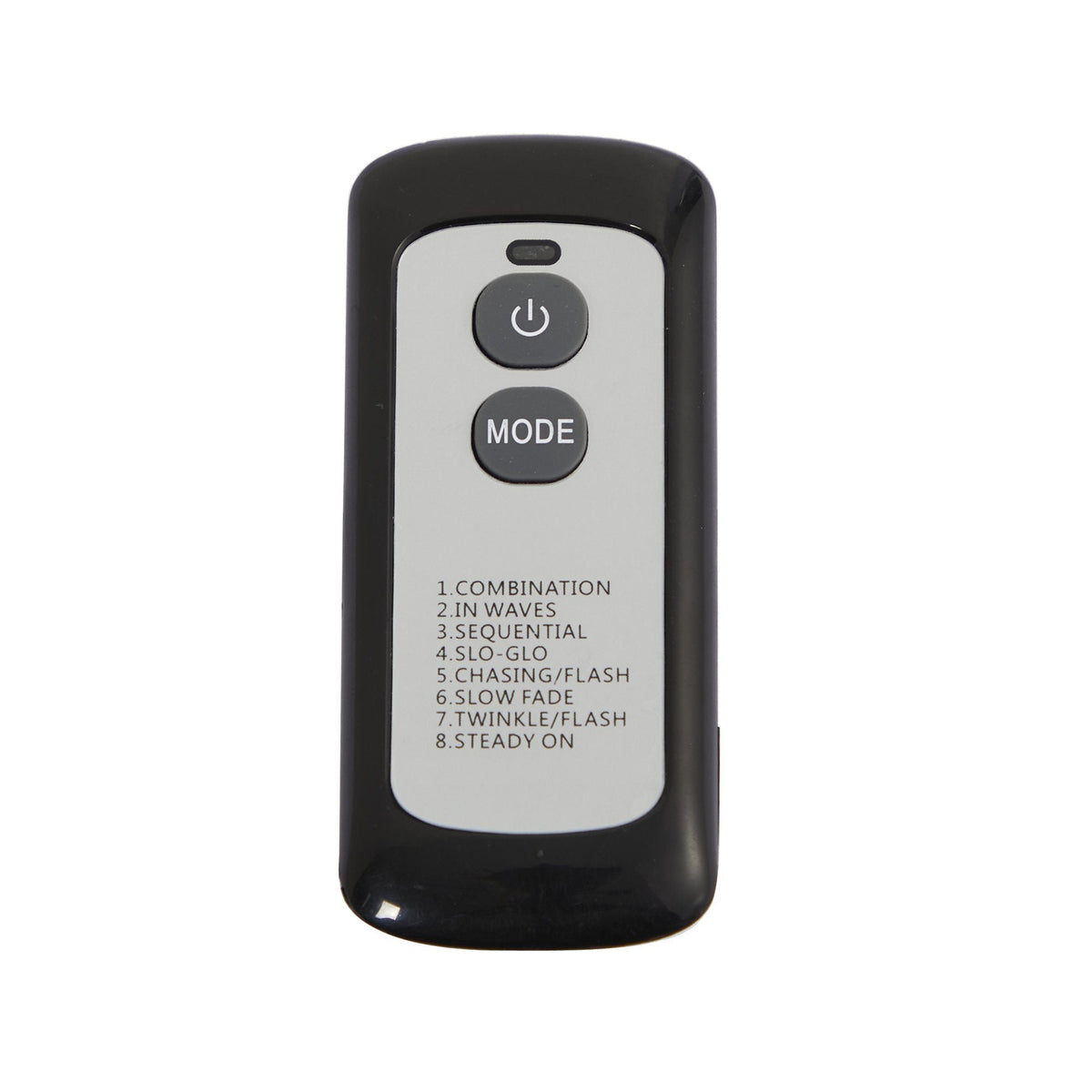 a black and white remote control