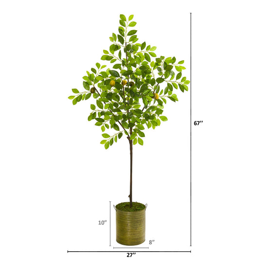 67” Lemon Artificial Tree in Green Planter