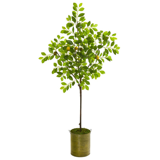67” Lemon Artificial Tree in Green Planter