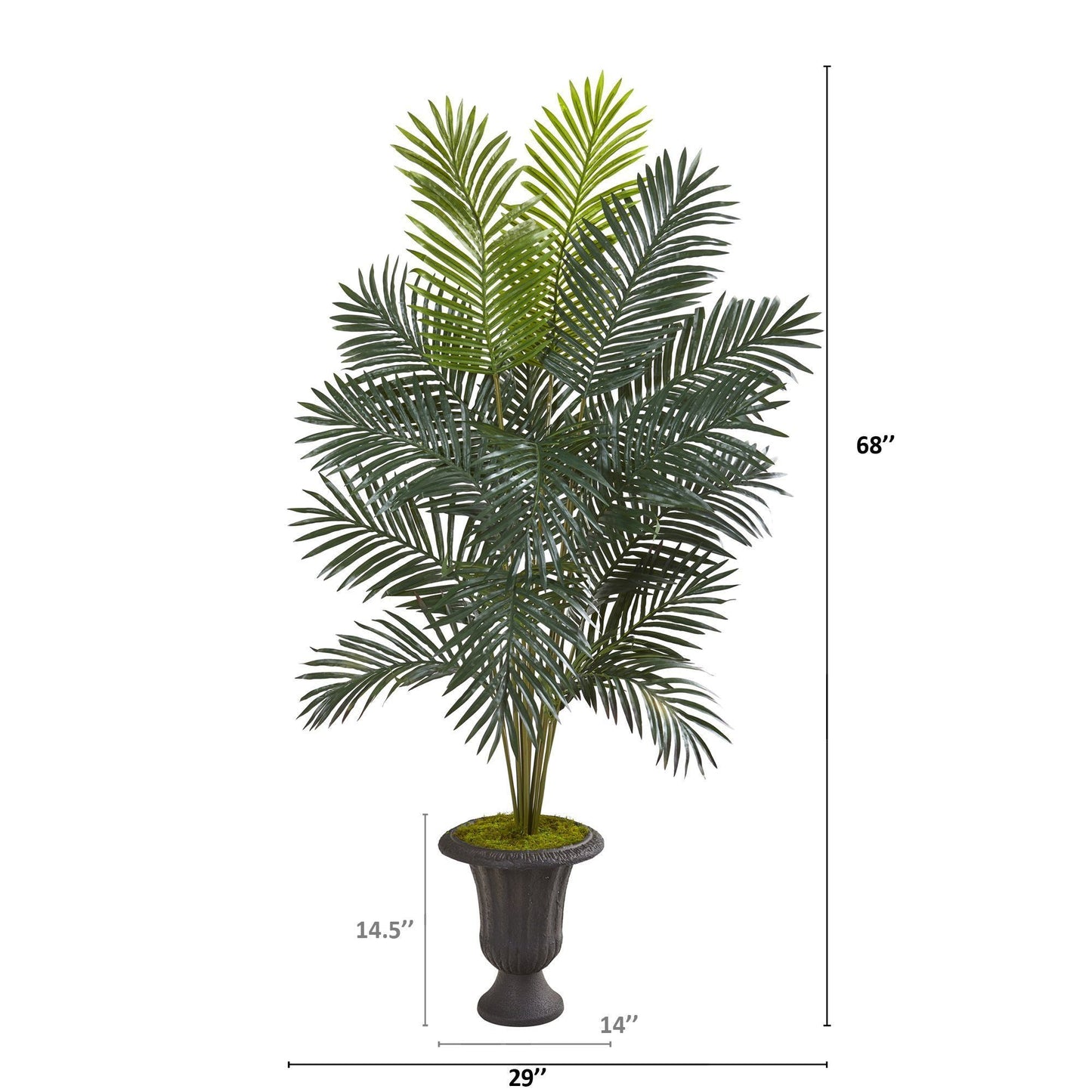 68” Paradise Palm Artificial Plant in Decorative Brown Urn