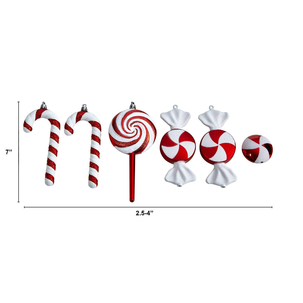 a group of red and white candy canes