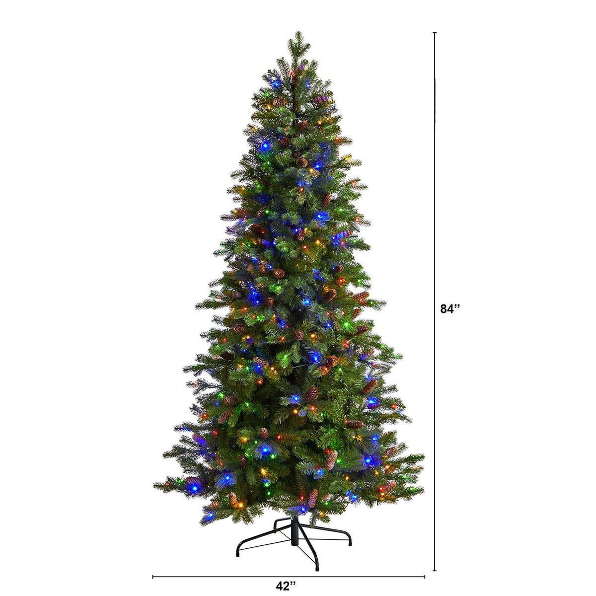 7’ Fraser Fir Artificial Christmas Tree with 300 LED Lights and 1179 Bendable Branches