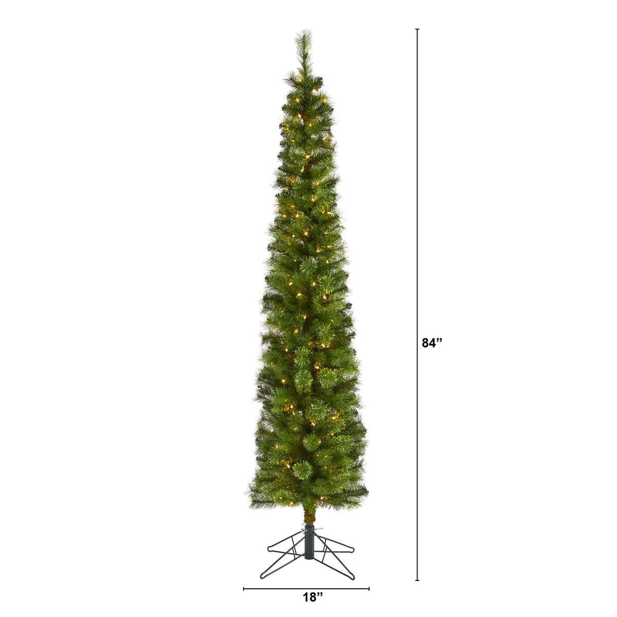 a tall christmas tree with lights