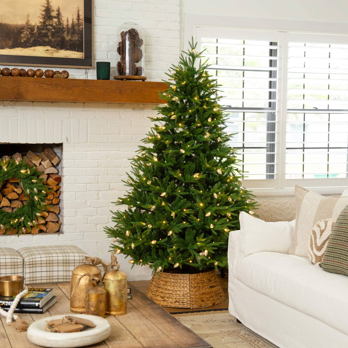 a christmas tree in a living room
