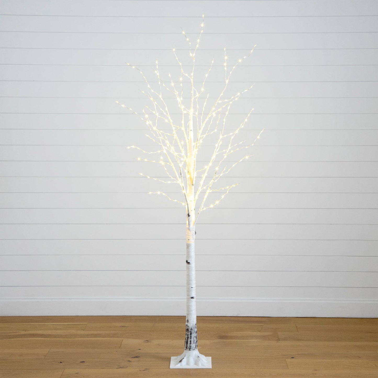 7’ Pre-Lit Artificial White Birch Tree with 400 Warm White LED Lights