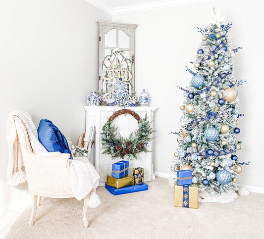 a christmas tree in a room