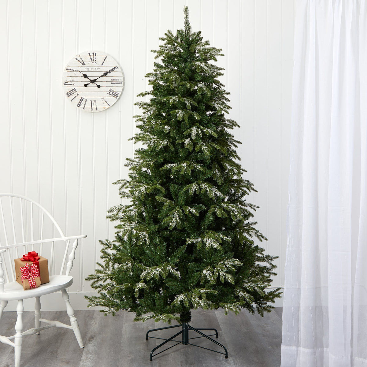 a christmas tree in a room