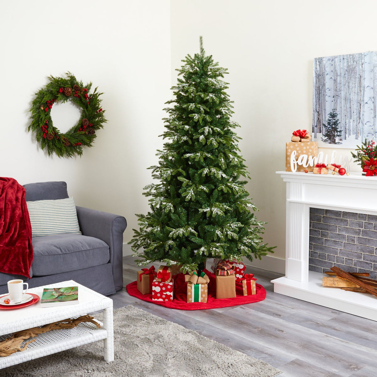 a christmas tree in a living room