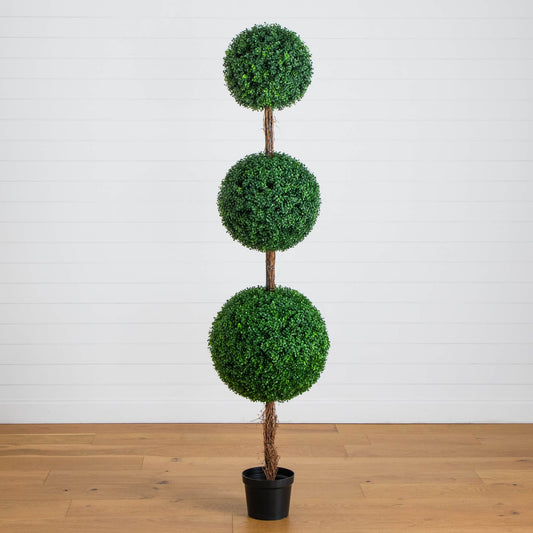 7' UV Resistant Artificial Triple Ball Boxwood Topiary Tree (Indoor/Outdoor)