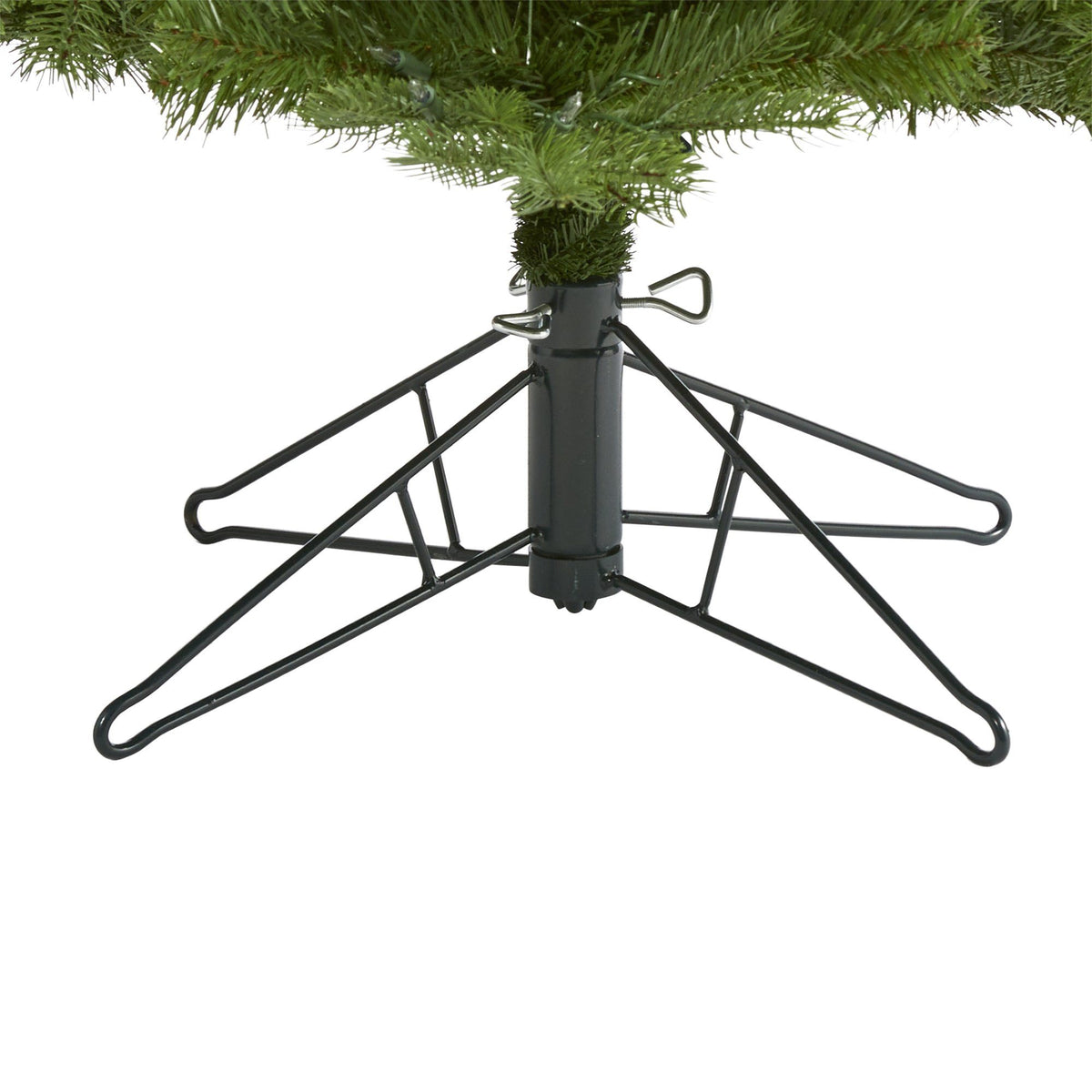 a christmas tree with a metal base