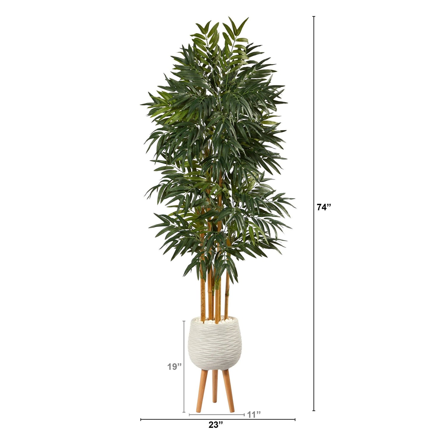 74” Phoenix Palm Artificial tree in White Planter with Stand